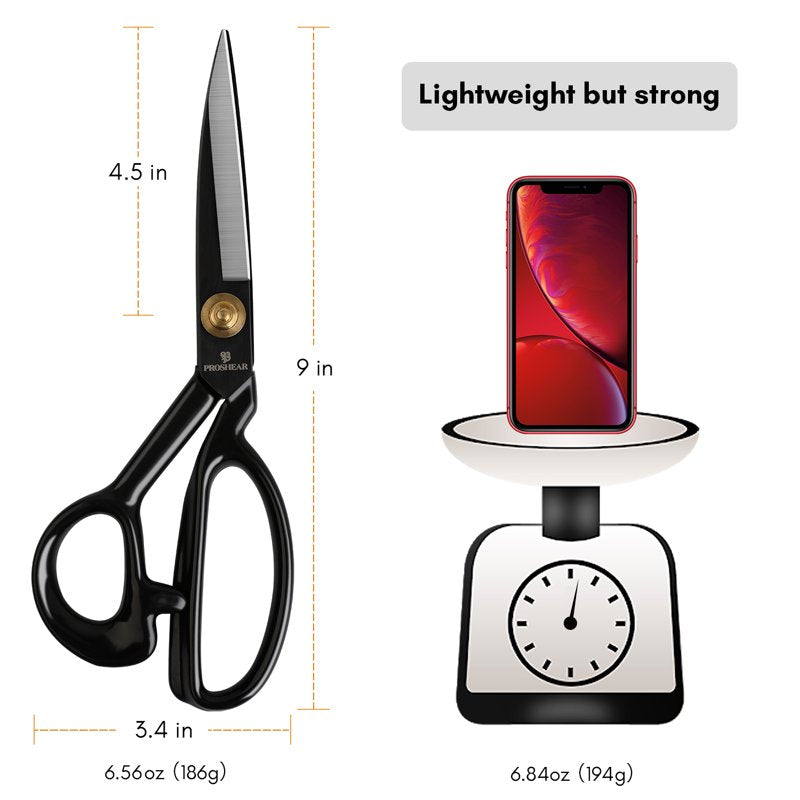 9-Inch Heavy Duty Fabric Scissors – Sharp Tailor Shears for Leather, Sewing, Craft