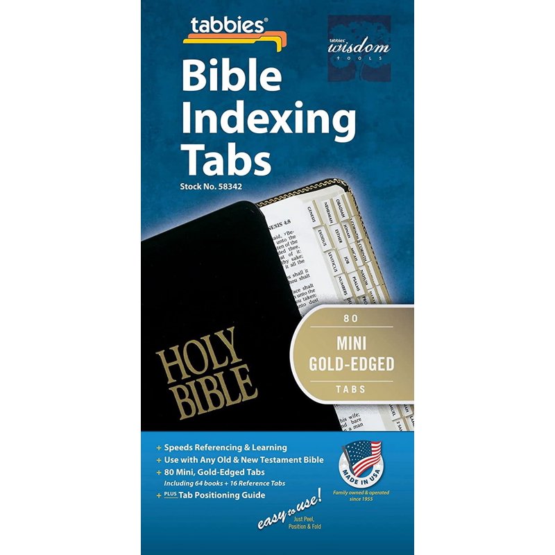 Bible Tabs Self-Adhesive Mini Gold-Edged Index Tabs - 80 Count
