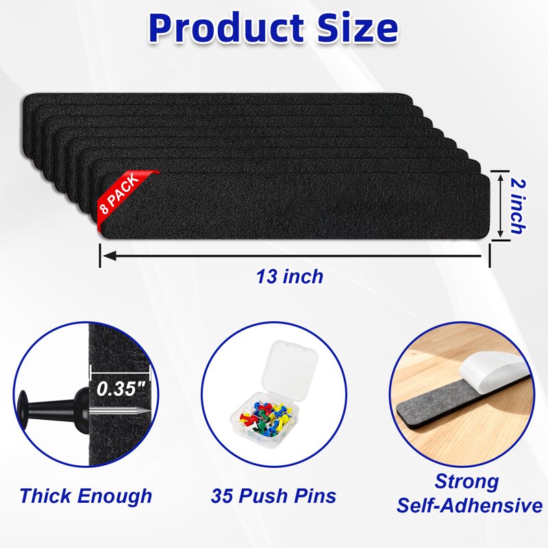 Self-Adhesive Felt Cork Board Strips for Walls, Office & Home Organization
