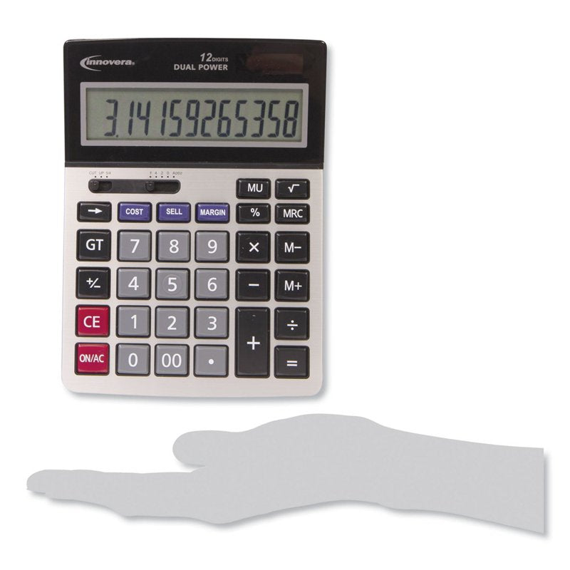 Business Calculator with 12-Digit LCD Display, Dual Power for Budgeting & Sales