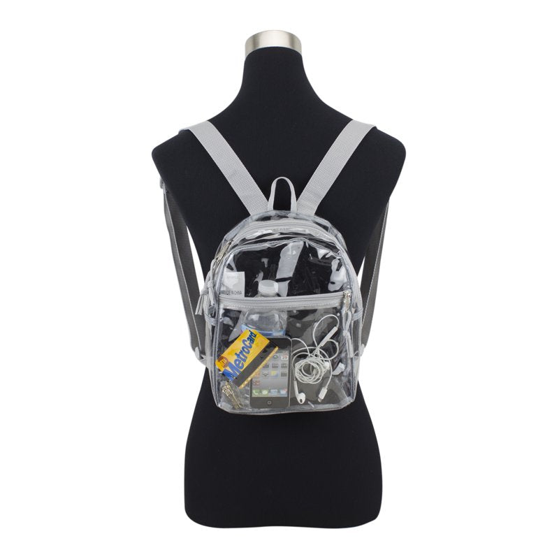 Unisex Clear Mini Backpack with Front Zip Pocket - Lightweight & Durable