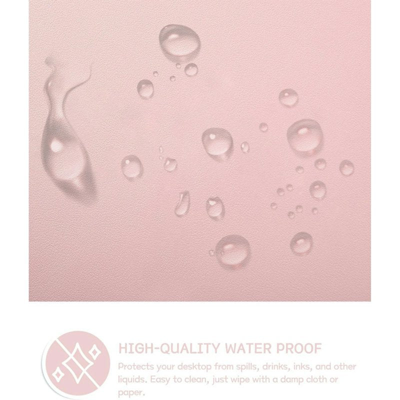 Large Waterproof Leather Desk Pad for Office and Home - Pink 23.6 x 13.7 Inches