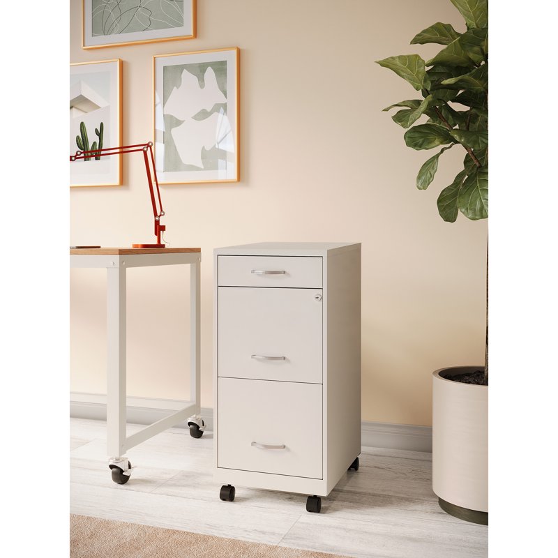 18-Inch Deep 3-Drawer Metal File Cabinet - Mobile Office Storage