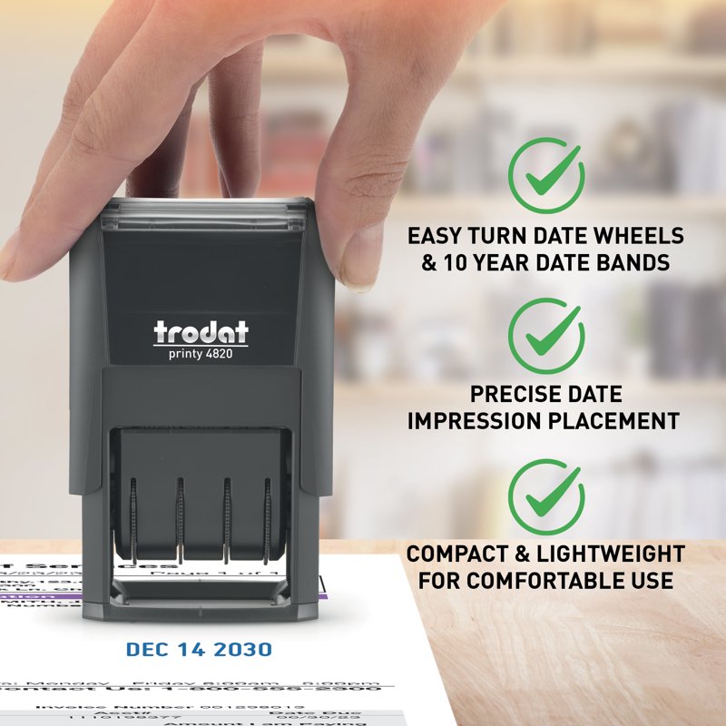 Self-Inking Date Stamp for Office & Personal Use – Adjustable, Eco-Friendly Ink