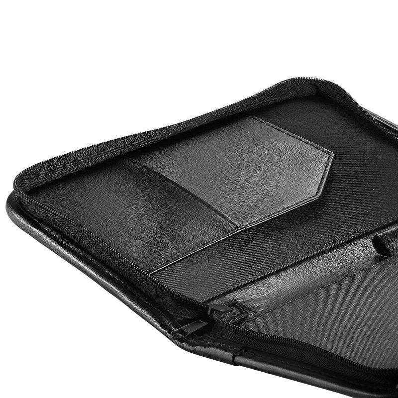 Leather Padfolio Portfolio Folder with Zippered Closure - 7x9.5 Inches