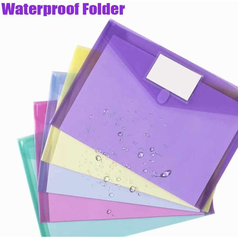 24 Pack Clear Plastic Envelope Folders A4 US Letter Waterproof Document Storage