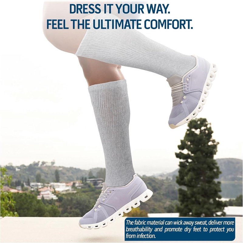 Diabetic Over-the-Calf Knee High Socks - Non-Binding Cushioned Cotton 6 Pairs
