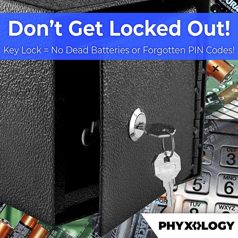 Mountable Cash Drop Box with Lock - 6x6x12 Inch Alloy Steel Safe, Black
