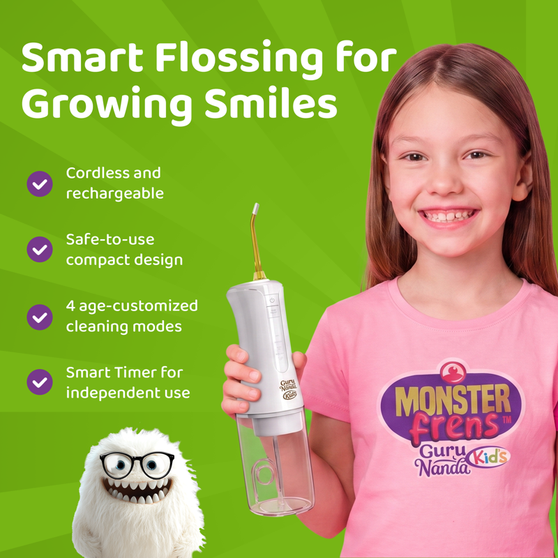 Kids Water Flosser with 4 Modes & Nozzles - Dentist-Approved Oral Care
