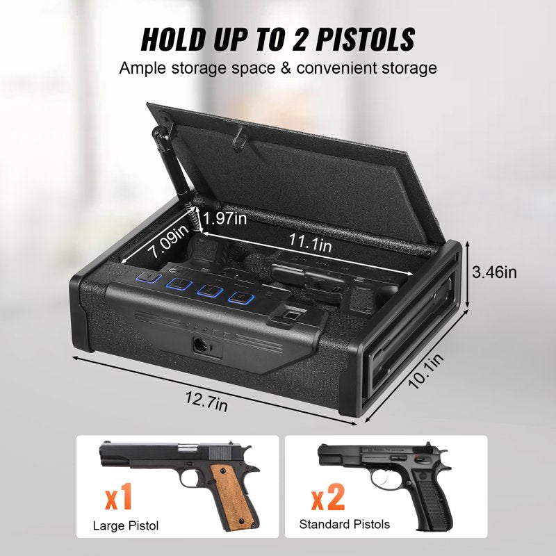 Biometric Gun Safe with Quick Access for Handguns & Valuables - 3 Entry Methods