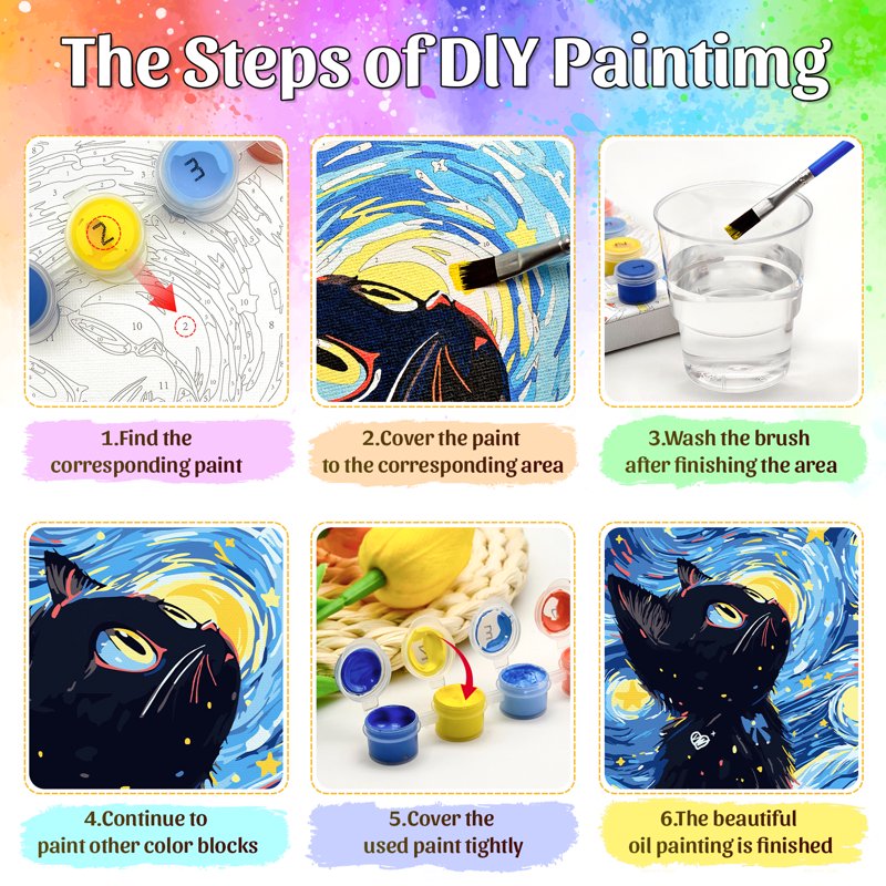 Paint by Numbers Kit for Adults Starry Night Canvas Art Frame 8x12 Inch