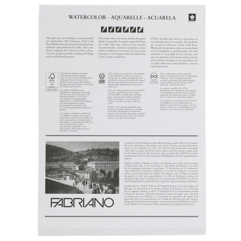 Watercolor Pad with Glue Binding - 9x12 Inches, 140 lb, 30 Sheets, Cold Press Paper for Wet Media