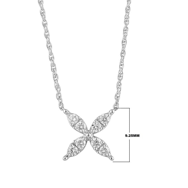 Lab-Grown Diamond Floral Pendant Necklace in Sterling Silver for Women - 1/5 Ct