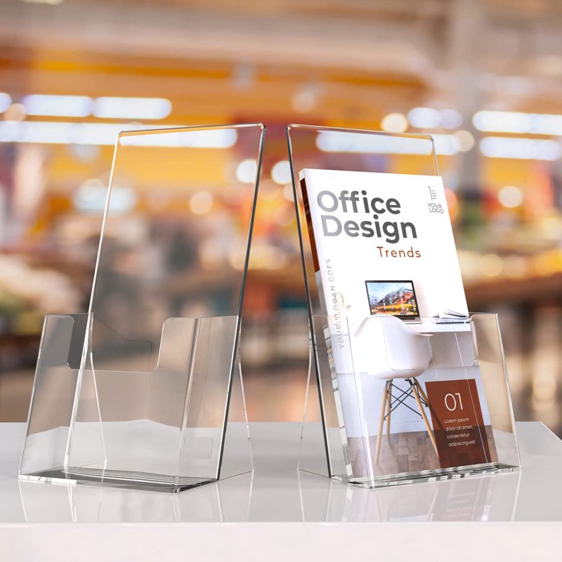 2 Pack Acrylic Brochure Holders 7.8x4.3 Inch Clear Display Stands for Literature