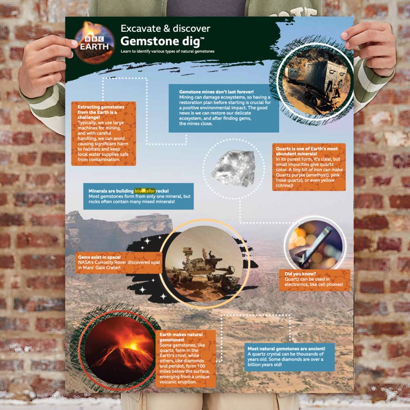 Gemstone Dig Kit for Kids - Excavation & Discover Natural Gems Ages 6+