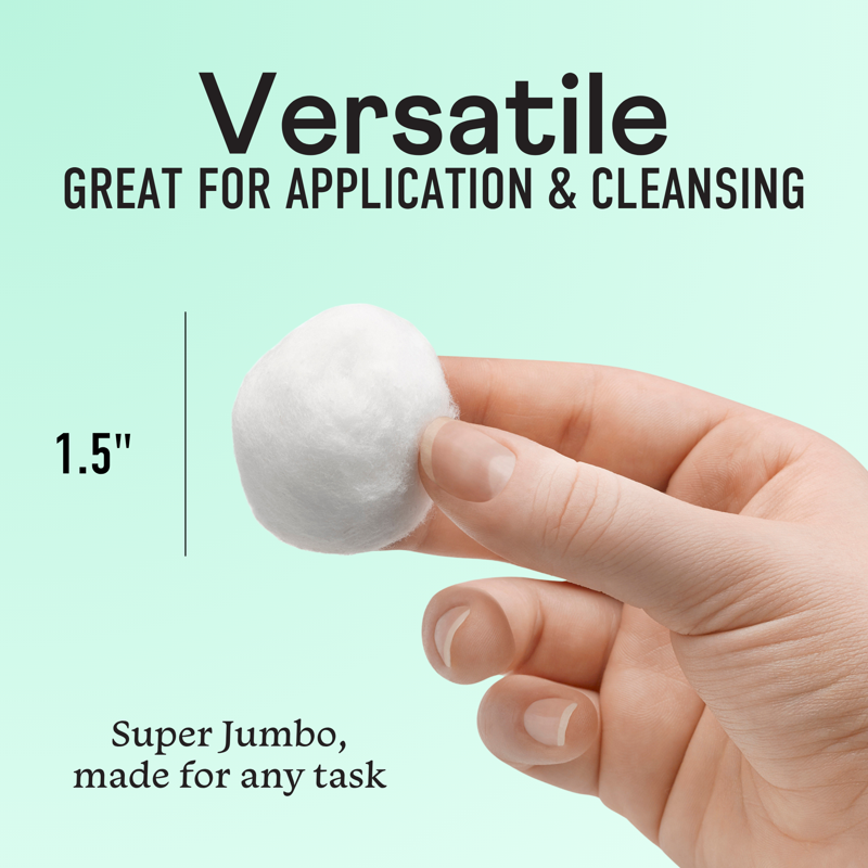Super Jumbo Cotton Balls - Hypoallergenic, Soft & Absorbent, 140 Count