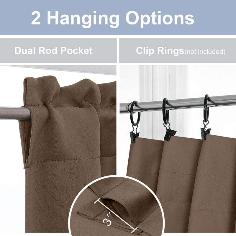 Blackout Window Valance for Living Room & Bedroom - Elegant Rod Pocket Design