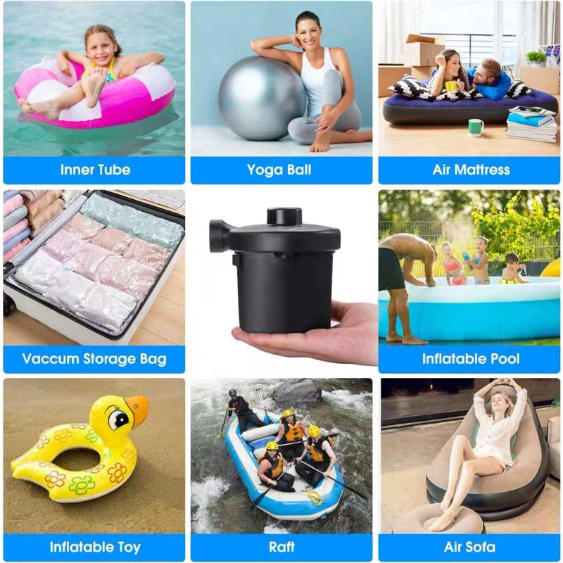 Electric Air Pump for Inflatable Pools & Air Mattresses - Portable Dual-Use Inflator & Deflator