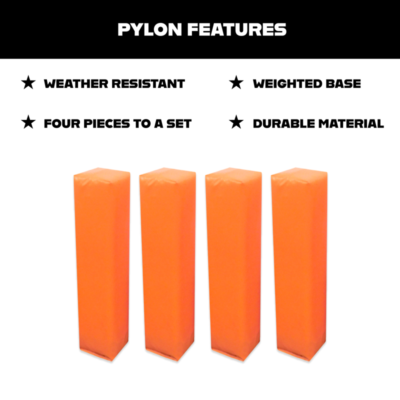 Football Pylons Set of 4 - Goal Line & End Zone Markers with Weighted Base