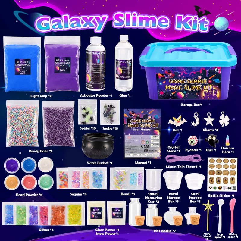 Galaxy Slime Making Kit for Kids Ages 6-12 - DIY Craft & Stress Relief Toy