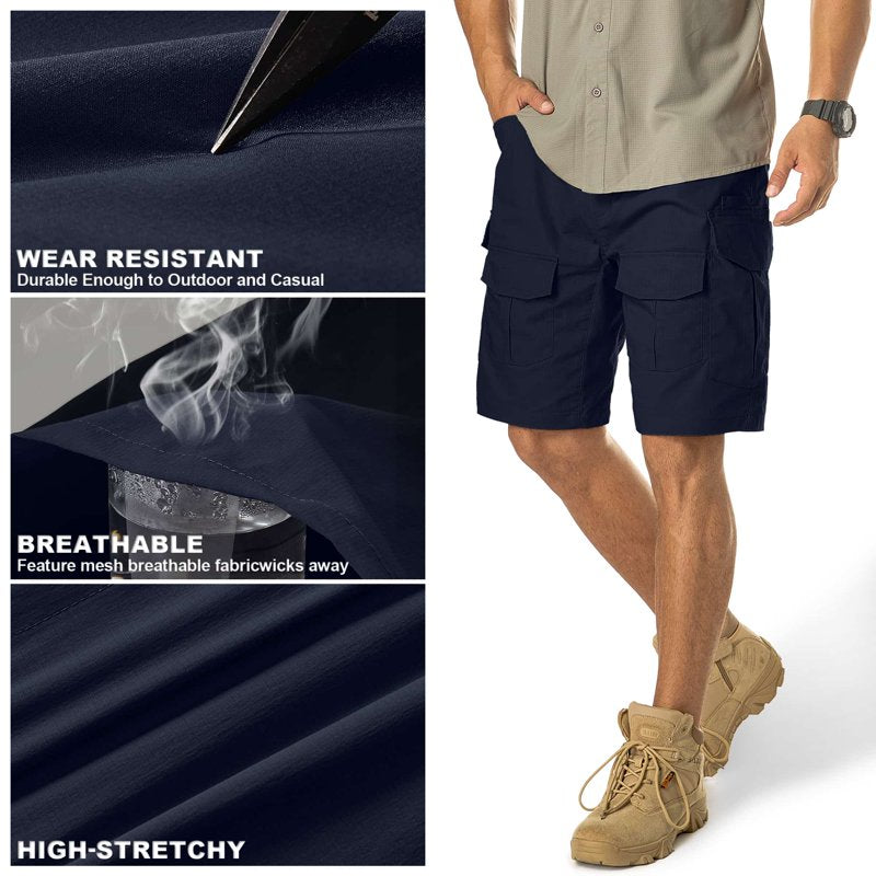 Men's Cargo Shorts with 10 Pockets - Outdoor Work, Hiking, Camping, Casual