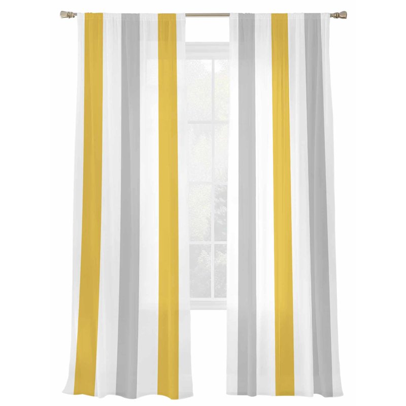 Semi Sheer Geometric Curtains 84 Inch Length Set for Living Room & Bedroom