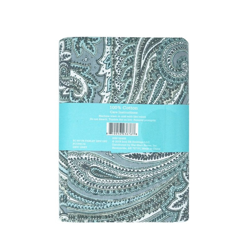 2 Pack Paisley Dew Grey Cotton Fabric for Quilting & Sewing, 44 Inches Wide