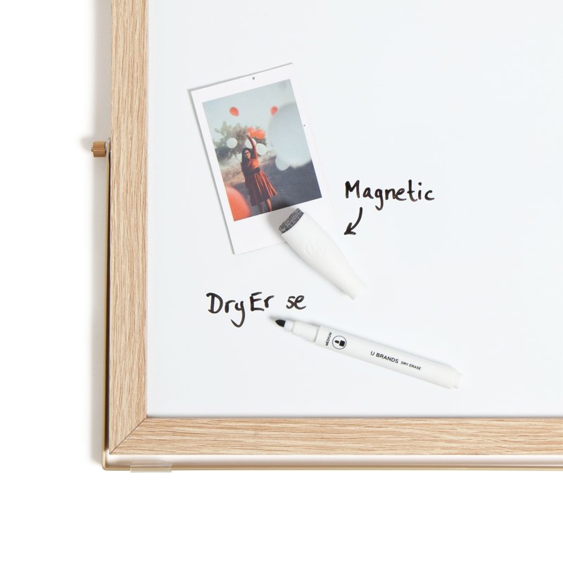 12x12 Magnetic Whiteboard with Wood-Style Frame and Marker - Dry Erase Easel for Office & Home