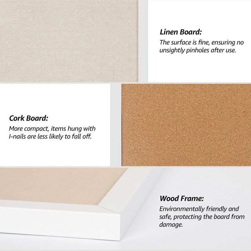 MaxGear Linen Bulletin Board 20x30 White Wood Frame Industrial Surface