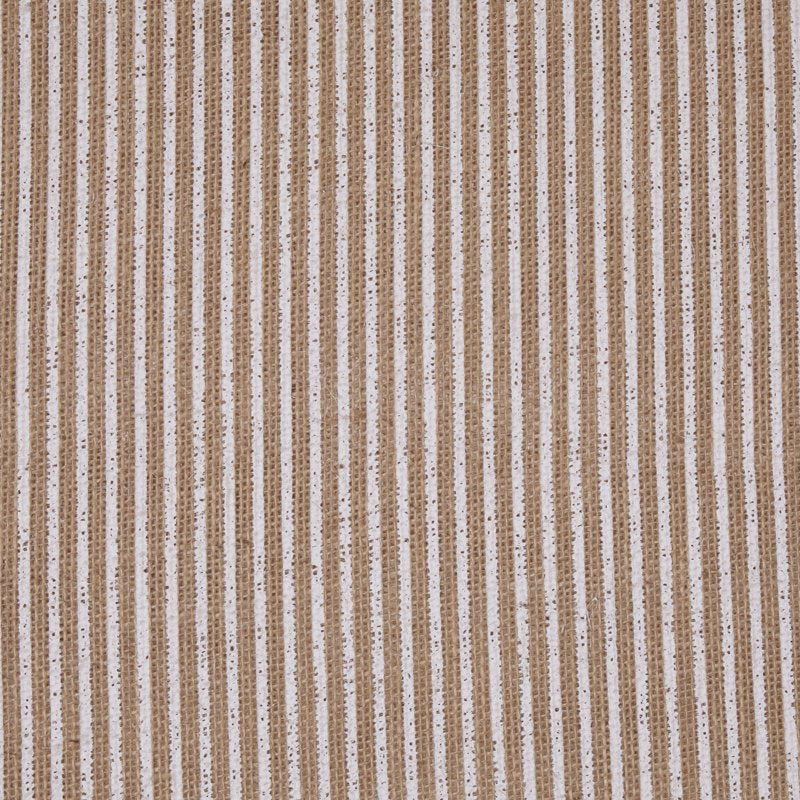 Precut Burlap Fabric Roll with White Screenprint Stripe - Natural Jute Craft Material