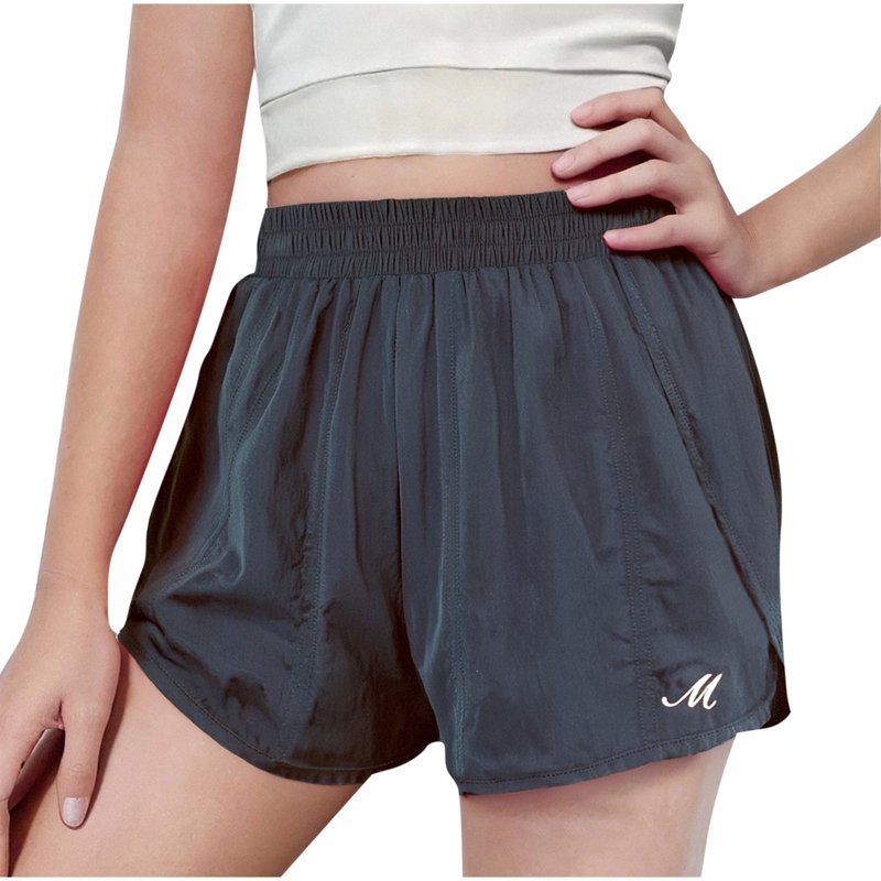 Kids High-Waisted Athletic Shorts with Pockets - Black, Size 13 Years
