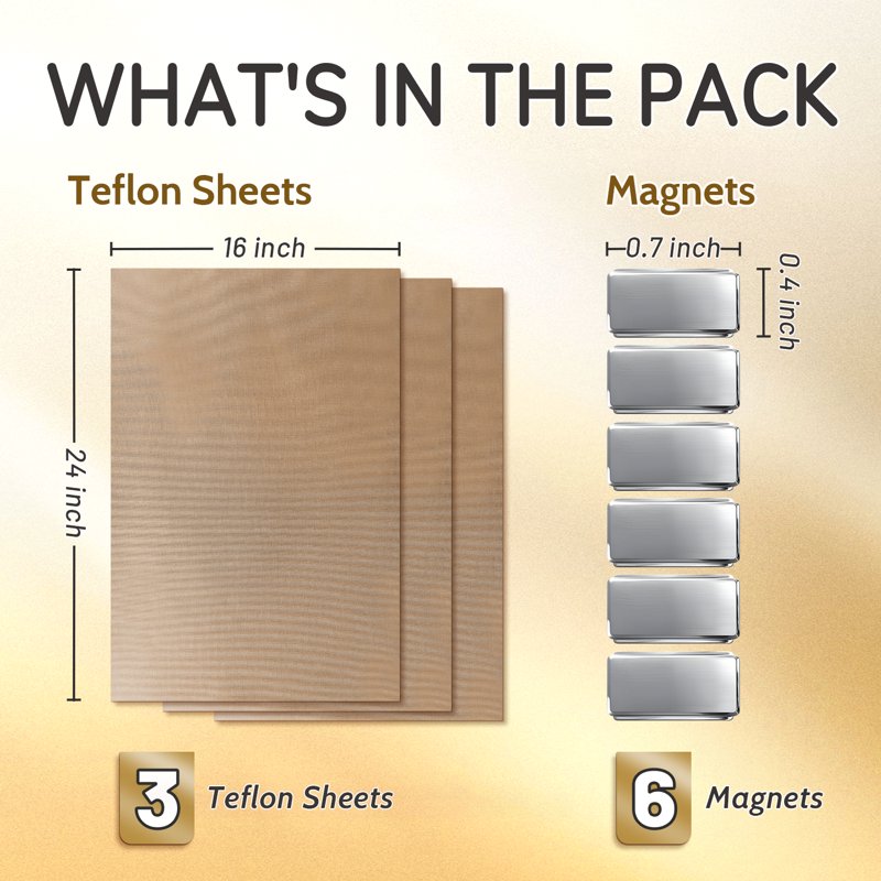 XL 16x24 Inch PTFE Teflon Sheets for Heat Transfer Sublimation & Crafting
