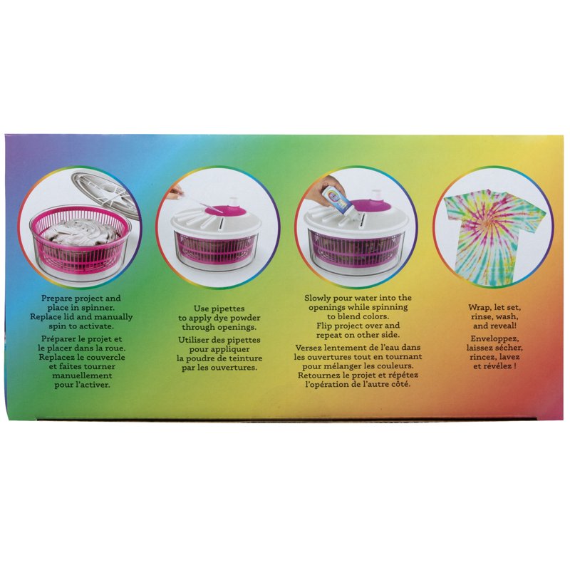 Kids Tie-Dye Spin Art Kit with Fabric Dyes, Gloves & Patterns - 8+