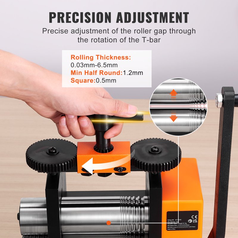 Jewelry Rolling Mill 75mm 3-in-1 Metal Crafting Tool for Gold Silver