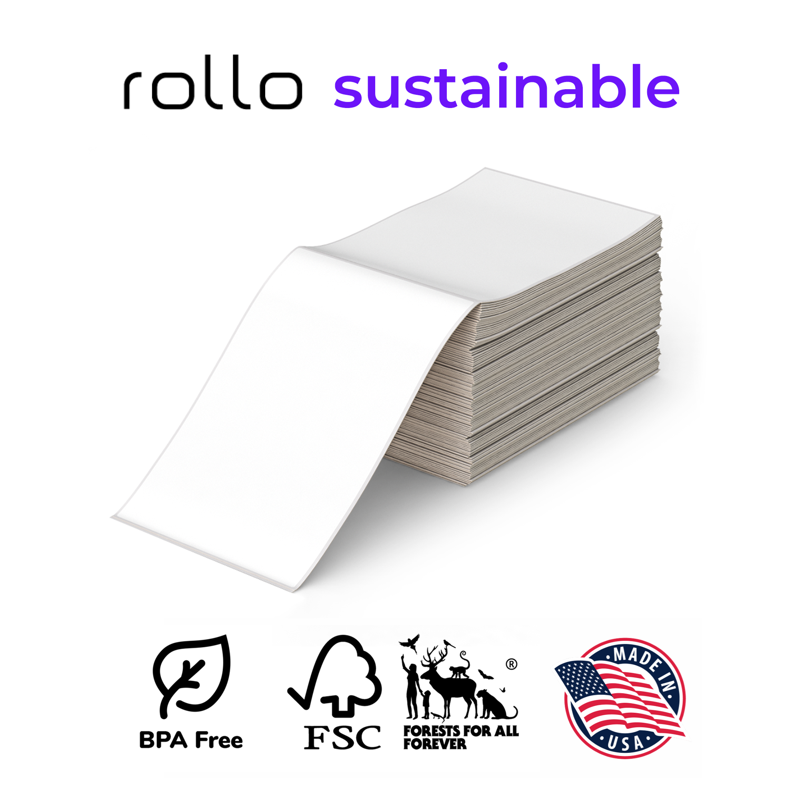 Thermal Shipping Labels 4x6 Inch Fan-Fold Pack of 500 - Strong Adhesive & Eco-Friendly