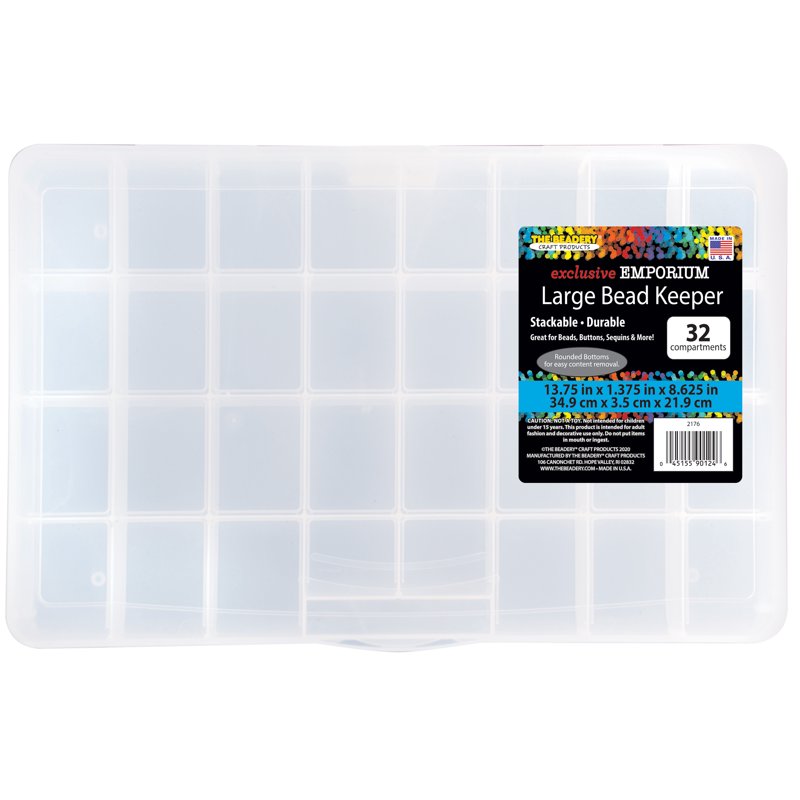 4-Pack Clear Plastic Storage Boxes with 32 Compartments - Craft & Organization Bins