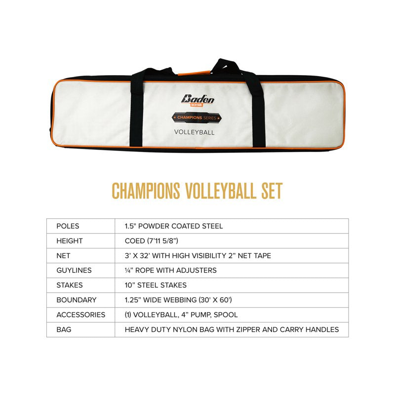 Outdoor Volleyball Net System with Ball, Poles, and Carry Bag