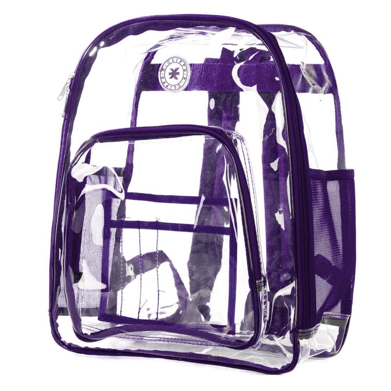 Heavy Duty Transparent School Backpack 17-inch Unisex PVC with Multiple Compartments