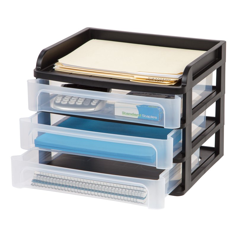 Medium 3-Drawer Desktop Organizer with Open Tray Top - Space-Saving Storage Solution