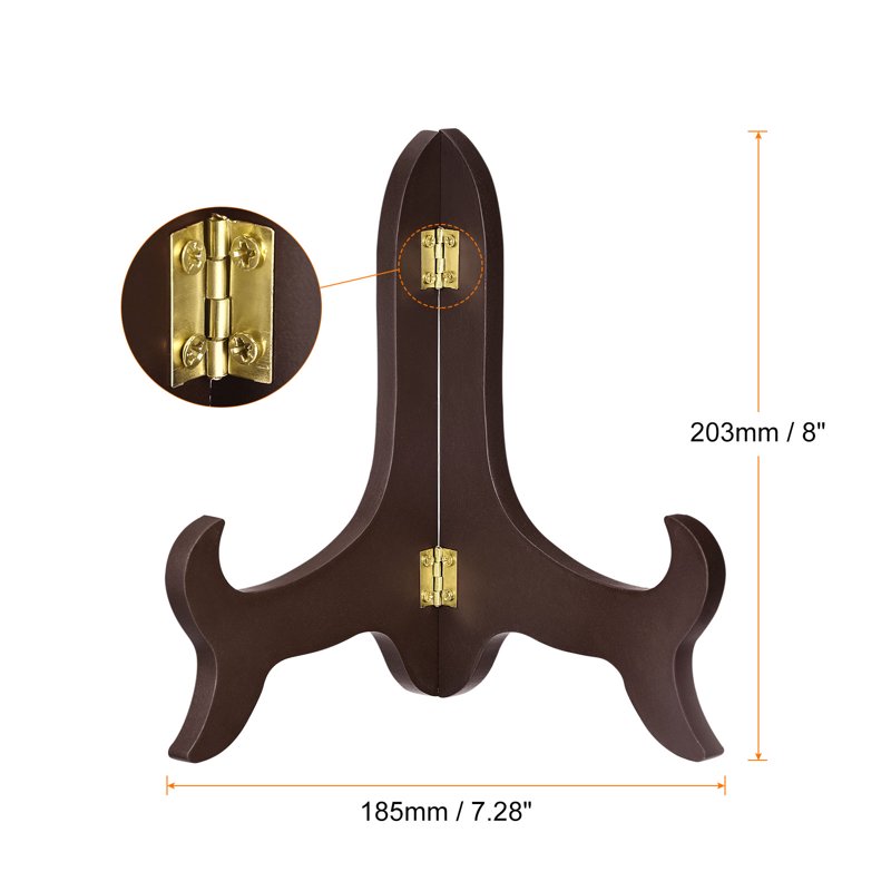 Wooden Easel Plate Holder Display Stand for Photos & Art - Brown, 8 Inch