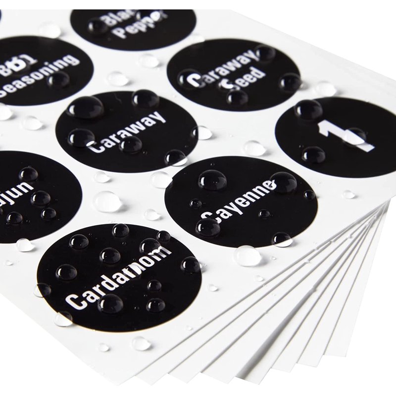 Waterproof Vinyl Spice Label Stickers - 144 Round Chalkboard Labels for Jars & Containers