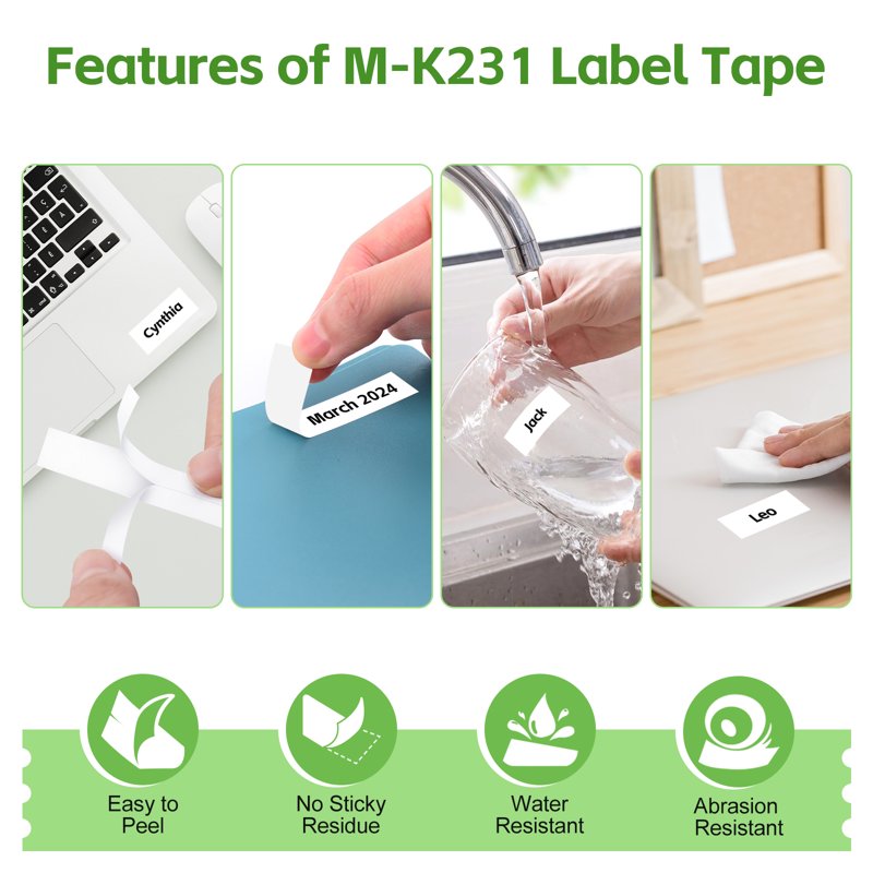 Compatible Label Tape 12mm x 8m for Brother P-Touch Label Makers - Black on White