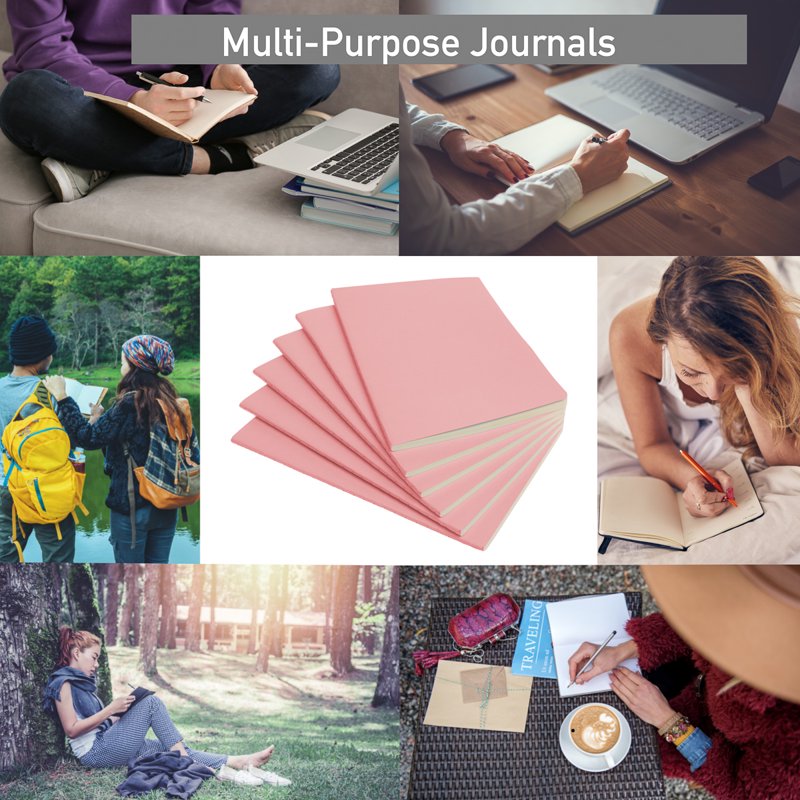 A5 Dot Grid Bullet Journal Set - 6 Soft Cover Notebooks for Planning and Creativity