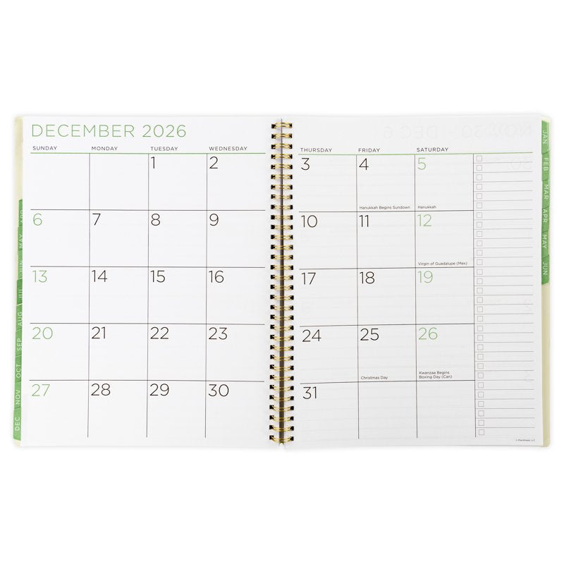 Large Floral Monthly Weekly Planner 15-Month Dated 9x11 Green Cover
