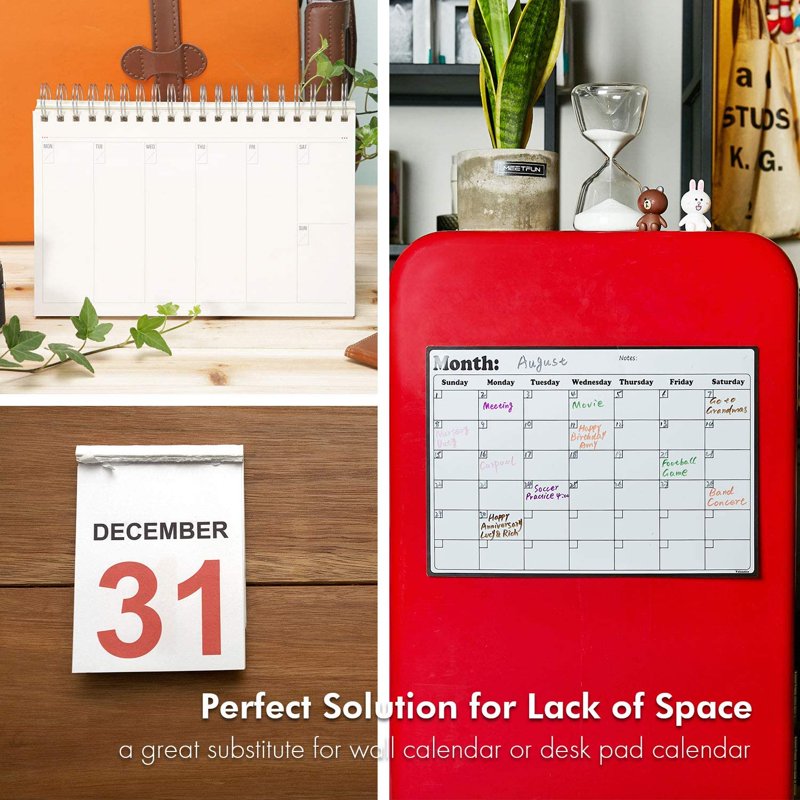 Monthly Wall Calendar 16.8 x 11.8 Inches Black - 12 Months Organizer