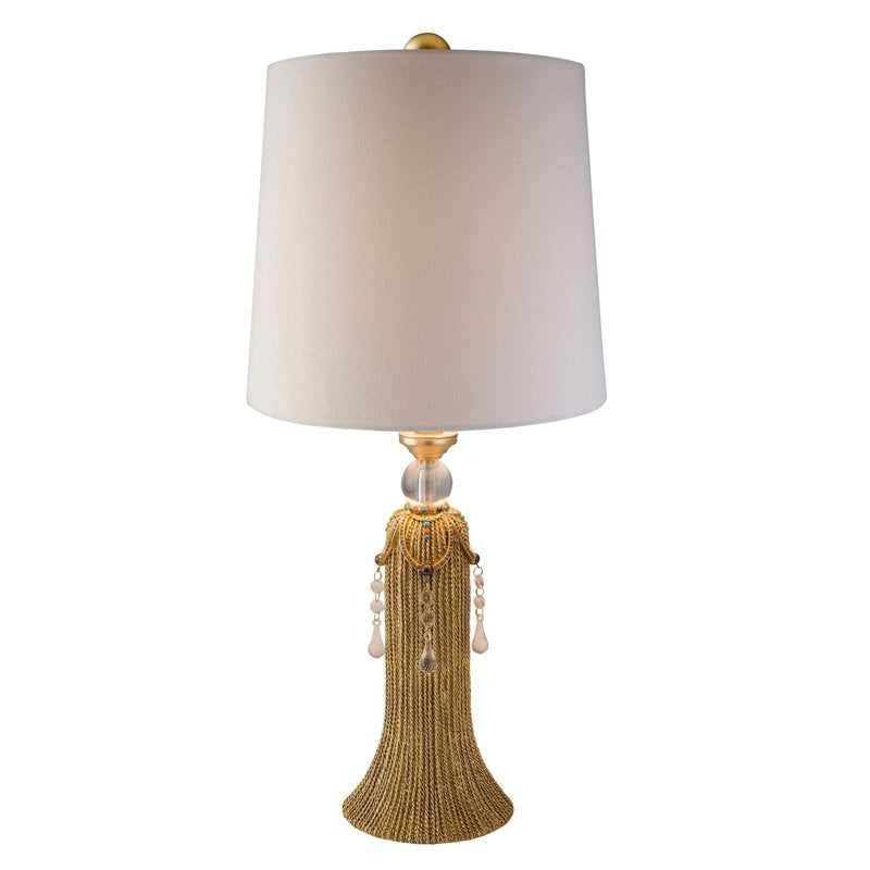 Auric Twists Table Lamp - Hand Painted Gold Finish with Hanging Jewelry
