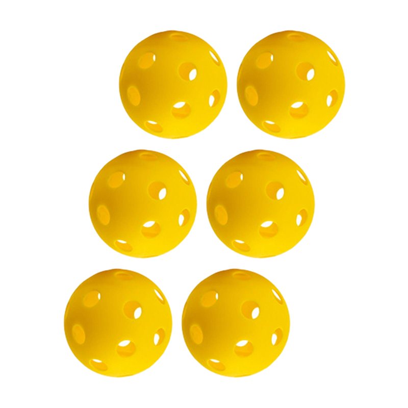 Yellow 6pcs Indoor Pickleball Balls - 26-Hole Hollow Sanctioned Tournament Balls