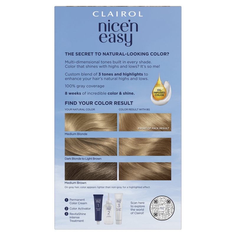 Permanent Hair Color Cream - Natural Looking Blonde & Brown Shades - 1 Application