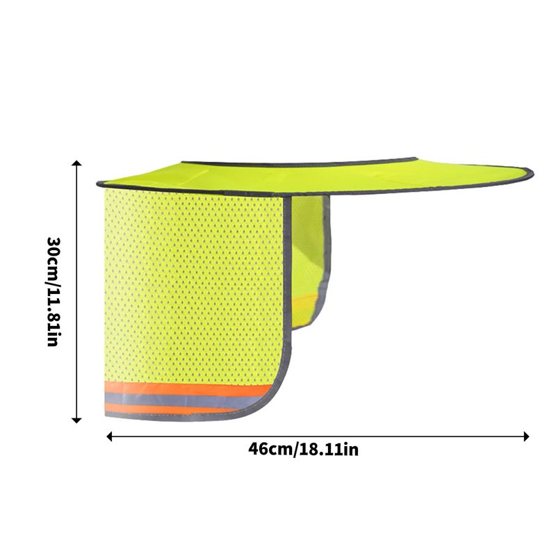 Yellow Hard Hat Sun Shade with Reflective Strips & Breathable Mesh - Construction & Outdoor Safety Cover