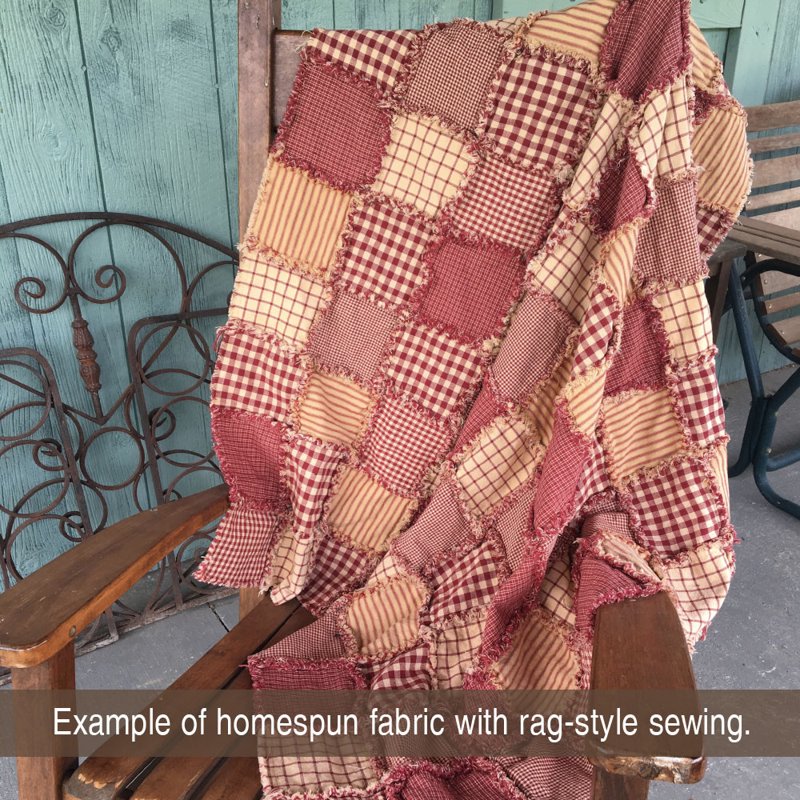 Homespun Cotton Fabric by the Yard - Primitive Red 4 for Quilting & Crafts